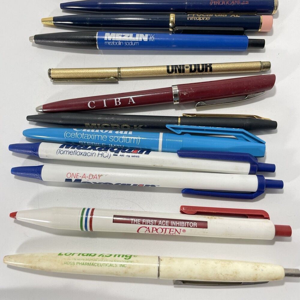 Vtg Pharmaceutical Rep Pens Lot – 20 Pens & 1 Pencil – Drug Promo Collectible - Picture 4 of 4